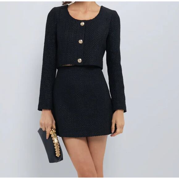 Tuckernuck Hyacinth HouseBlack Tweed Dakota Mini Skirt Size M New